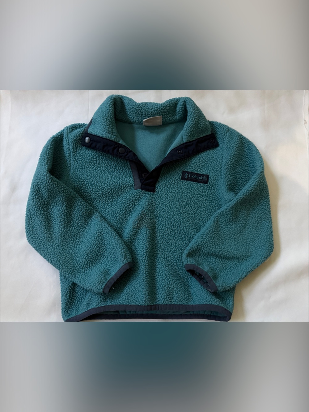 Columbia Kids Teal Sherpa Fleece Pullover with Dark Trim